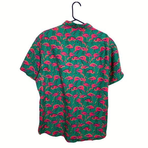 Bonobos Men’s Xl Shirt Green Pink Flamingo Casual Button Down Hawaiian Beach - Picture 3 of 11